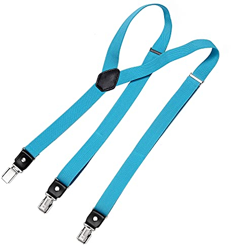 DonDon Hosenträger Herren türkis schmal 2,5 cm - Extra starke Clips für Anzug - Hosenträger Herren extra stark - Ideal für Männer oder Damen Rockabilly Suspenders