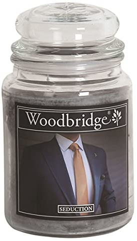 Woodbridge Große Duftkerze im Glas mit Deckel | Seduction | Duftkerze Parfüm | Kerzen lange Brenndauer | Raumduft für Zuhause | Kerze 2 Docht