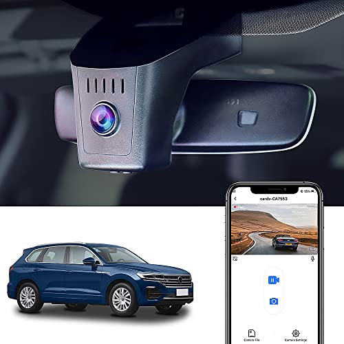Fitcamx Dashcam 4k Kompatibel mit VW Touareg 2019 2020 2021 2022 2023 2024 2025, OEM Autokamera WiFi UHD 2160P, Parkmonitor, G-Sensor, Loop-Aufnahm, WDR Dash Camera Auto, Plug & Play, mit 64 GB Karte