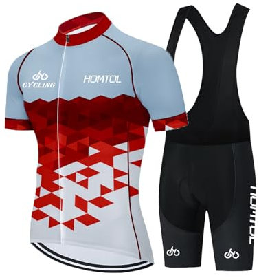 HOMTOL Ensemble Maillot vélo Hommes Femmes Unisexe Maillot vélo Manches Courtes Cuissardes Maillot à Bretelles Ensemble vélo avec Peau de Chamois en Gel pour Le vélo VTT