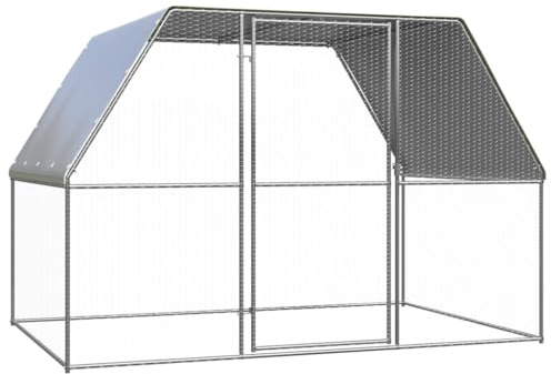 vidaXL Hühnerkäfig 3x2x2 m - Legierter Stahl, Witterungsbeständig und Langlebig, für Hühner, silbergrau