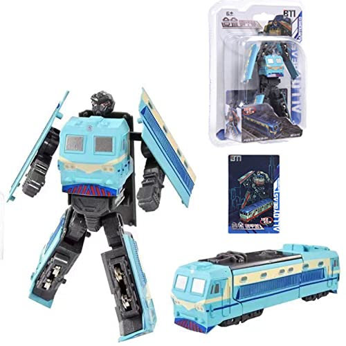 Giftik Train Transforming Robot Toys, Retro Train High-Speed Rail Deformation Robot Action Figure Toys for Adult Children Boys Girls (Blue)