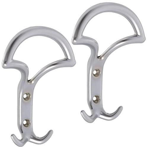 AERZETIX - C64365 - Lot de 2 Patères murales triples 145x92x44 mm - crochet/cintre suspension porte-manteau chapeau peignoir salle de bain serviette douche WC - en métal - finition argent mat