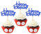 24 Pack Happy Birthday Cupcake Toppers Glitter Mickey Mini Mouse Inspired Birthday Cupcake Food Picks Baby Shower Kids Boys Birthday Party Cake Decorations Blue Supplies
