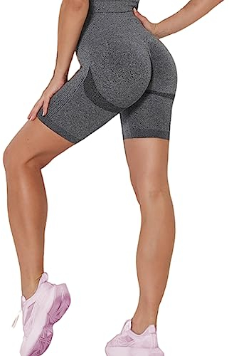 Merlvida Damen Scrunch Butt Sport Shorts Seamless Gym Leggings High Waist Kurz Hose Push Up Sporthose Blickdicht Radlerhose für Biker Yoga Fitness Workout