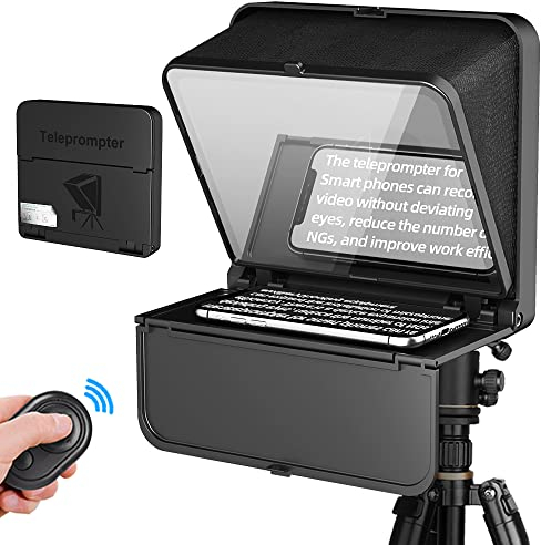 Tragbarer Mini-Teleprompter für Smartphone, LENSGO TC7S Handy-Teleprompter kompatibel mit iOS & Android System für Online-Unterricht Vlog Live Streaming Interview, Falten in Einer Sekunde