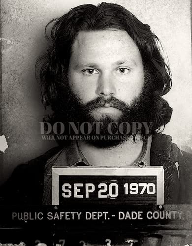 Jim Morrison Mugshot Photograph 8 X 10 - Stunning 1970 Mug Shot Portrait - The Doors - Busted - Famous Florida Arrest Picture - Resoted - Rare Photo - Poster Art Print