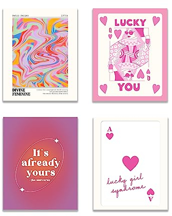 KEUSPI Trendiges adrettes rosa Farbverlauf, Aura, göttliches feminines Glücks-You-Mädchen-Syndrom Queen Hearts Y2K, Posterdrucke für Zuhause, Wohnheim-Dekoration, trendige Retro-Dekorationen,