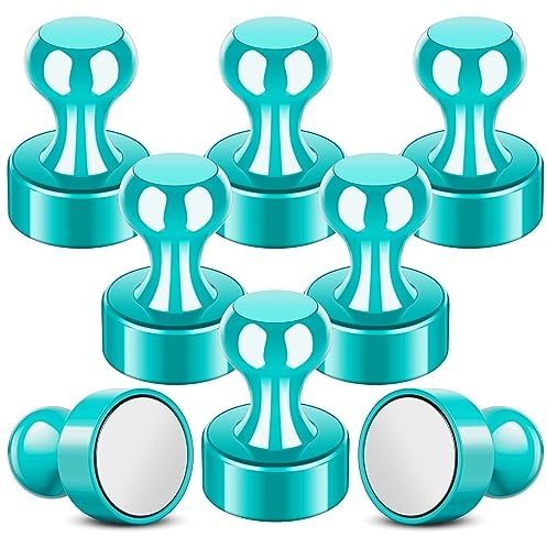 Fridge Magnets, 8 Pcs Blue Neodymium Magnets Push Pins, Strong Magnet, Magnetic Thumb Tacks, Magnetic Push Pins for Whiteboard, Magnet for Fridge, Office, Map, Photo