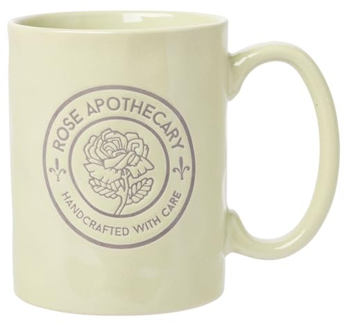 Silver Buffalo Schitt's Creek Rose Apothecary Circle Badge Wax Resist Ceramic Pottery Mug, 17 Ounces