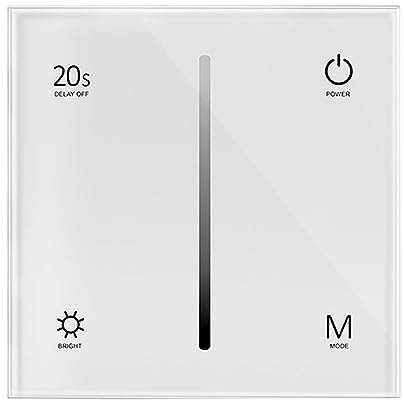 White Touch Glass Panel Triac Dimmer Wall Switch AC 100-240V RF 2.4GHz 1 Chanel Max 1.5A 150-360W