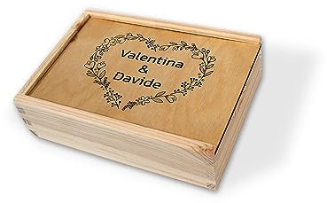 PHOTOCITY Scatola dei ricordi in legno personalizzata Scatola per matrimonio portafedi portaoggetti portagioie Scatola dei Ricordi Cofanetto in legno personalizzato(Personalizzata matrimonio)