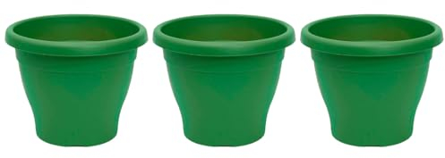 AC - Pack de 3 Macetas Mediterráneas - Plástico Resistente - Ideal para el Hogar, Plantas, Jardín, Decoración. - Cuidado de Plantas - Forma Redonda - 20 cm - Color Verde