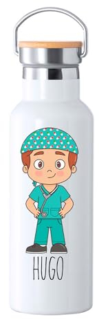 Botella de agua termica con frase o estampado, botella regalo, botella reyes magos, regalo profesores, regalo enfermeros, amigo invisible, botella para café (BOTELLA TERMICA ENFERMERO PERSONALIZADA)