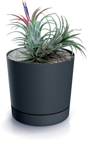 magubo Blumentopf mit Untersetzer, Übertöpfe für Zimmerpflanzen, Pflanzkübel, Übertopf Groß, 20 cm Durchmesser, Elegantes Design für Innen- und Außenbereich (Anthrazit, 200)