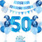 50. Geburtstag Deko Blau, Luftballon 50. Blaue, Geburtstagsdeko 50 Jahr, Junge 50 jahre Luftballon deko Blau, Zahl 50 Helium Luftballons Tortendeko Blau Weiß Ballons für Geburtstag Party Deko