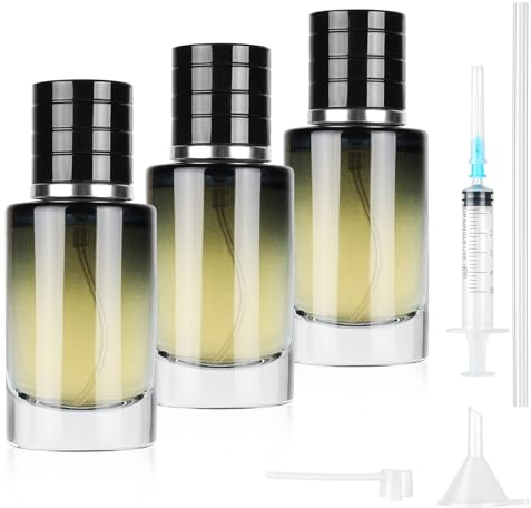 MirraSwit 3 PCS Atomizador Perfume Recargable, 30ML Atomizador de Perfume Redondo Azul Degradado para Mujer y Hombre, Frasco de Vidrio Vacía para Mujeres o Niñas