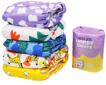 Bambino Mio, wiederverwendbare Windeln im Set - Probier's Mal Box, 5 x Stoffwindeln, 100 x Windelvlies, Mutig & Laut