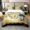Loussiesd Nautical 100% Baumwolle Bettwäsche Set 135x200cm Ozean Themed Bettbezug Set Baumwolle Bettwäsche Set für Schlafzimmer Marine Pirate Sommer Urlaub Karte Gelb Bettbezug Set