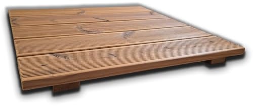 SUNWOOD Pedana doccia 60x60 cm in legno Thermo-Wood interno/esterno, con piedini antiscivolo