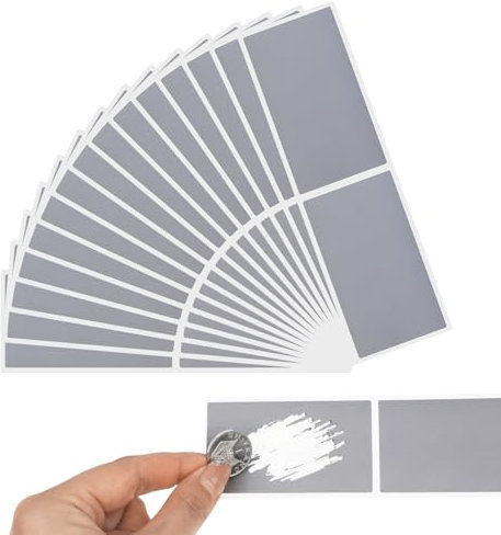 100 Stück 41 x 72 mm Rubbelaufkleber, Silber Rubbel Etiketten, Rubbellose Selber Machen, DIY Rubbeletiketten, Selbstklebendes Rubbeletikett (Grau)