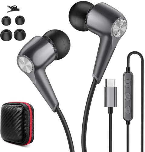 USB C Earbuds Wired Headphones with Microphone for Samsung Galaxy Z Flip Fold 6 5 S24 Ultra S23 FE S22 S21 Type C in-Ear Noise Canceling Sport Headset for iPhone 16 Pro Max iPad Oneplus Pixel 8 7 6
