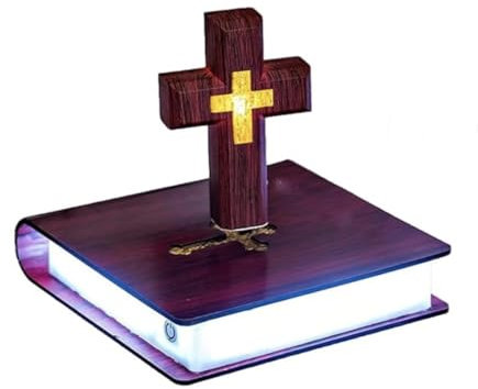 Kiko-ershaa Schwebendes Kreuz Lampe Schwebende Bibel Nachtlicht Bunte Magnetische Levitation Kreuz Ornament Leuchtende Kreuz Licht Home Desk Dekoration