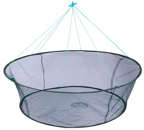 Fischfalle tragbares rundes Krabbennetz faltbares Nylon-Fischernetz gewebtes Mesh-Fischnetz mit verdicktem Seil für Minnows Hummergarnelen faltbares Fischernetz Angelfalle Krabbennetz Fischnetz