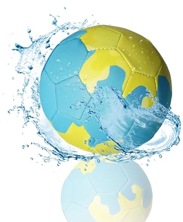 elasto PROMOTION FOR LIFE Aufblasbarer Mini Fußball 'Verao' - Wasserball Ø 15 cm aus Neopren für Strand, Garten, Meer oder Freibad - Kleiner Spielball für Kinder & Erwachsene, Farbe:blau/grün