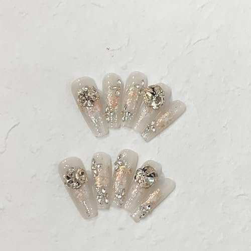 Press On Nail Series, 100 Choices Fashionable French Style False Nails Diamon False Nails Short Middle Long False Nails For Girls Women (Island City Love 【 Super Long T 】 【 381 】,XS)
