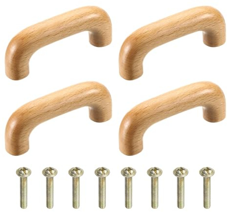 QUARKZMAN 4Stk Holz Schubladen Griffe 64mm/2.52 Loch Abstand | Holz Schränke Schubladen Knöpfe Griffe mit Schrauben Set für Küchen Schränke Kommoden Möbel