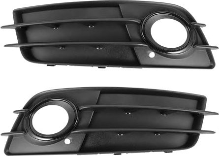 VekAuto Front Left Front Right Fog Light Grill for Audi A4 B8 2009-2012 | No.8K0807682C/8K0807681C Fog Light Grille Cover Trims Ffor Rame, Bumper Fog Lamp Cover, ABS Material, Black, 1 Pair