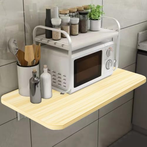 Shally Dogan Klappbarer Wandtisch, 80 x 60 cm, aus Holz, zusammenklappbar, platzsparend, vielseitig, Schreibtisch, Esstisch, Wohnzimmer, Badezimmer, Küche (Eiche)