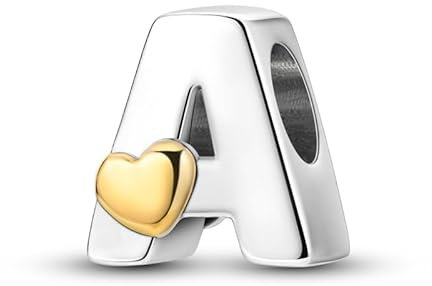 Pandach Damen Charm Anhänger Buchstabe A für Armband 925 Sterling Silber Charms Beads passend für Armband und Halskette, Kompatibel mit Europäischen Armbändern für Frauen Mädchen