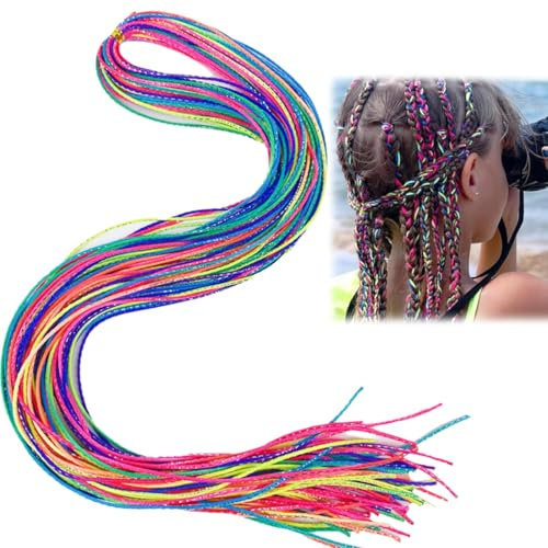 80 Stück Haarsträhnen zum einflechten, Flechthilfe haare, Haarzöpfe bunte Haarwickelschnur verschiedene Farbverlaufsfarben Haarseilband Regenbogen-Flecht-Haargummi DIY-Pferdeschwanz-Zöpfe