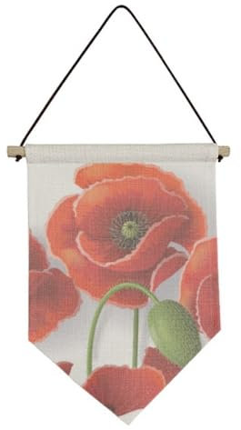 No/No Rote Blumen Gemälde Maisblüten Obst Leinwand Flagge Hängende Wandkunst Dekor Banner