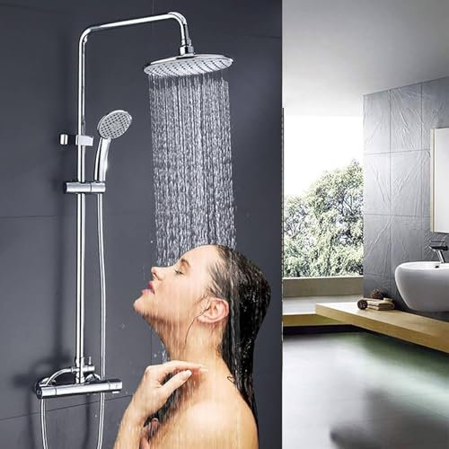 VOLTGY – Thermostat-Duschsäule mit Handbrause & Halterung – Aus Edelstahl