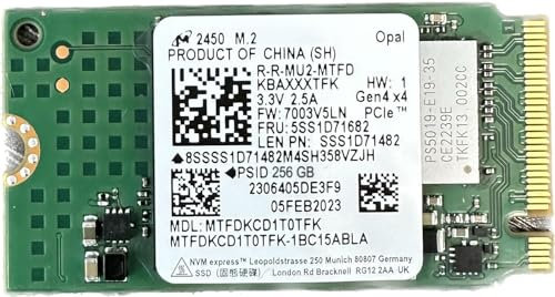 ist computers 256GB 2450 M.2 2242 42mm PCIe Gen 4 x4 TLC PC NVME SSD, for Lenovo Thinkpad X1 Nano Titanium Flex E14 E15 Gen 4 E16 Inspiron Ultrabook Tablet - Internal Solid State Drive (OEM New)