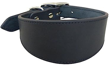 RALIYATX Verstellbare Halsbänder, Leder, Hundehalsband, weich gepolstert, für Whippets, Salukis, Windhunde, verstellbares Halsband für große Rassen, Schwarz - S