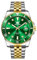 OLEVS Bicolor Herren Armbanduhr Grün Zifferblatt Diamant Edelstahl Uhr Herren mit Datum Elegante Analog Uhren für Männer wasserdichte Leuchtende Business Kleid Herrenuhren Metallarmband Geschenke