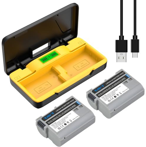 TAVT Lot de 2 batteries EN-EL15 EN-EL15C EN-EL15b avec double chargeur de batterie pour Nikon Z6, Z6II, Z6 iii, Z7, Z8 D7500 D7000 D7100 D7200 D500 D600 D610 D750 D780 D800 Appareil photo D800E, D810A