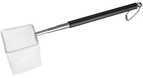 Kescher Fischnetz, Aquarium Garnelenkescher, Aquarienkescher mit Teleskopstiel aus rostfreiem Stahl, Weiche Quadratische Feine Netzmaschenzum zur Reinigung des Aquariums