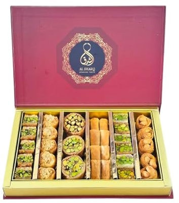 Baklava 450 g, 29 unidades. Surtido de baklava con pistachos, baklava mediterráneo de primera clase, baklava con nueces, pistachos y anacardos, elegante envoltorio de regalo I Sin conservantes, oh