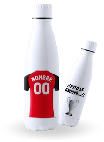 DEREGALOOS Botella Acero Inoxidable 700ml Personalizada con Nombre Mirandés. Botella Deportiva para Aficionados. Hidratación Escolar Gimnasio Regalo Original