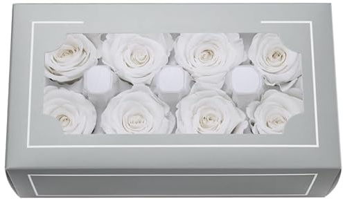 DorphyRoses 8 Stück Premium Rosenblüten (4-5 cm) Natürliche Echte Rosen - Für Home Deko, Hochzeit, Feier & DIY Basteln - 2-3 Jahre Haltbar (White)
