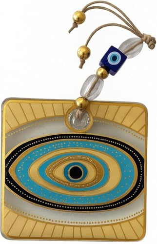 Handgefertigter böser Blick Wandbehang - Augenförmiges blaues Nazar-Amulett für Heimdekoration, Boho-Stil Glaswandornament, spirituelle Schutzdekoration