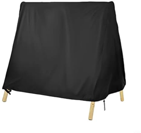 HavenDomicile Abdeckung für Hollywoodschaukel für 3-Sitzer, mit fester Schnalle, Kordelzug, schwarz, wasserdicht, Oxford-Gewebe, 182 x 139 x 170 cm (schwarz, 182 x 139 x 170 cm)