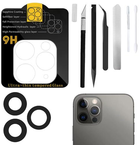 Camera Lens Replacement for iPhone 15 Pro Max, Original Back Camera Lens for iPhone 15 Pro Max with Adhesive Preinstalled and Repairing Tool Kit Anti Lens Scratch Waterproof, High Definition