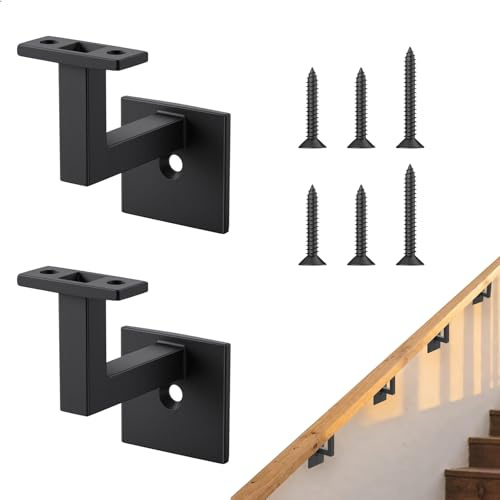 Handlaufhalter Edelstahl 2 Stück Handlauf Halterung,Handlaufträger mit Befestigungsschrauben Halterung für Handlauf,Handlaufhalter Schwarz für Treppengeländer Innenbereich Außenbereich