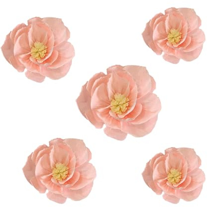 Fesnova 5 Stück Rosa Papierblumen Künstlich 3D Wanddekoration,Papierblumen zum Aufhängen für Hochzeit Geburtstag Brautparty Rotes Seidenkrepp Florale Wanddekoration Klassenzimmer Hintergrund